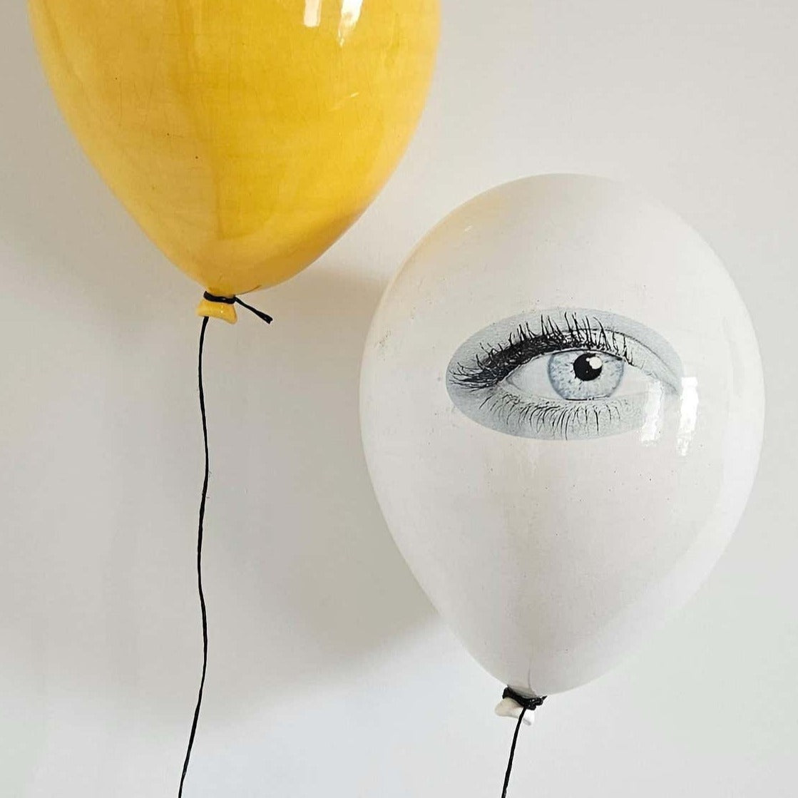 Yellow Glossy Ceramic Balloon Sculpture