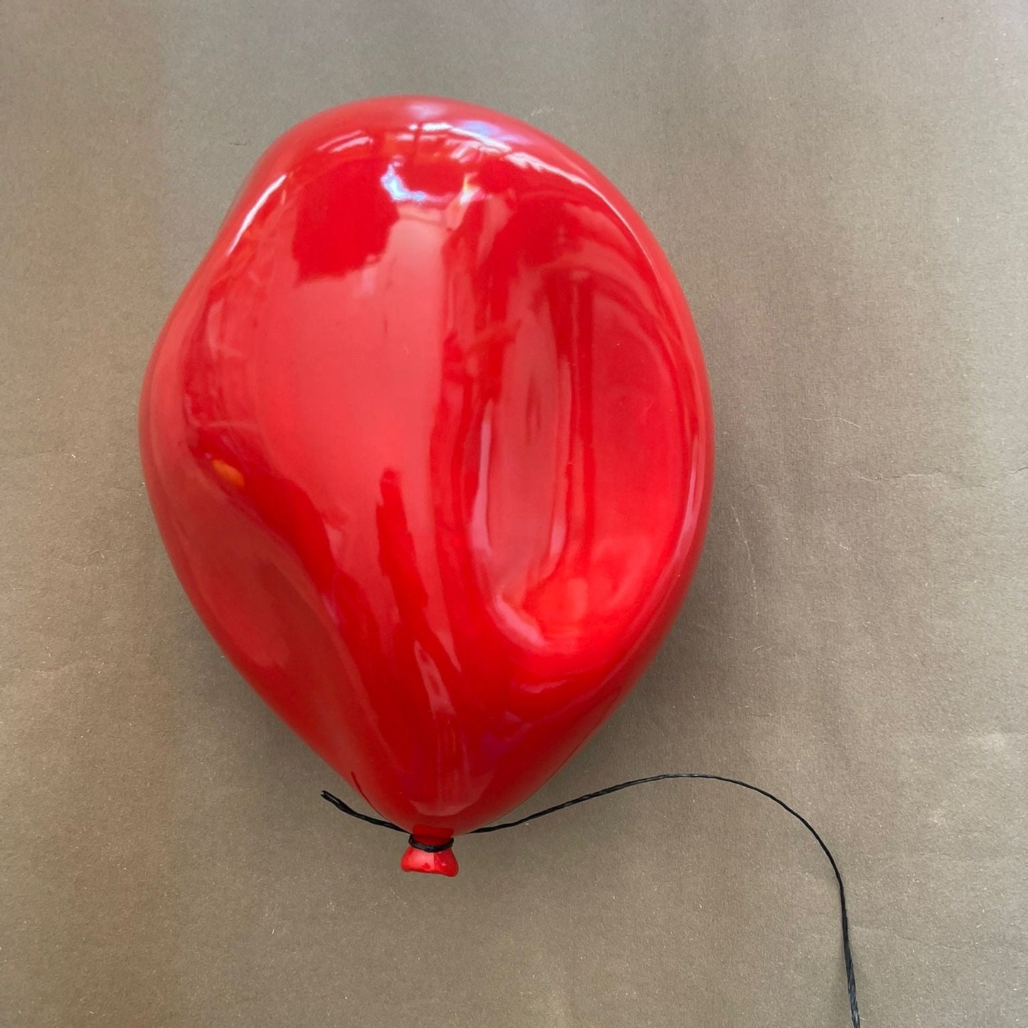 Red Glossy Deflated Ceramic Balloon Sculpture
