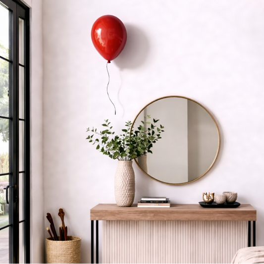 Red Glossy Ceramic Balloon Wall Sculpture