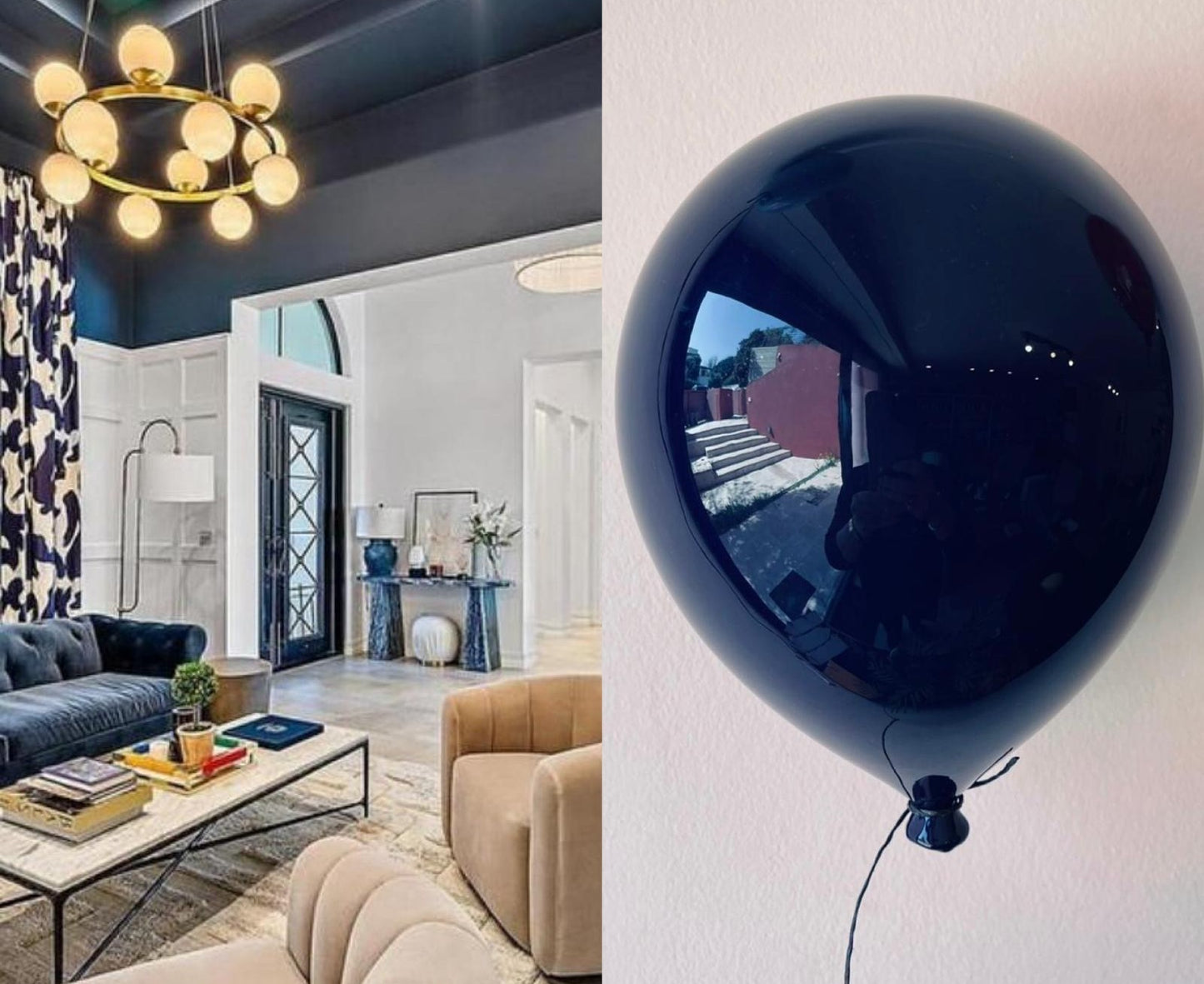 Blue indigo Mirror-Like Finish Ceramic Balloon Sculpture