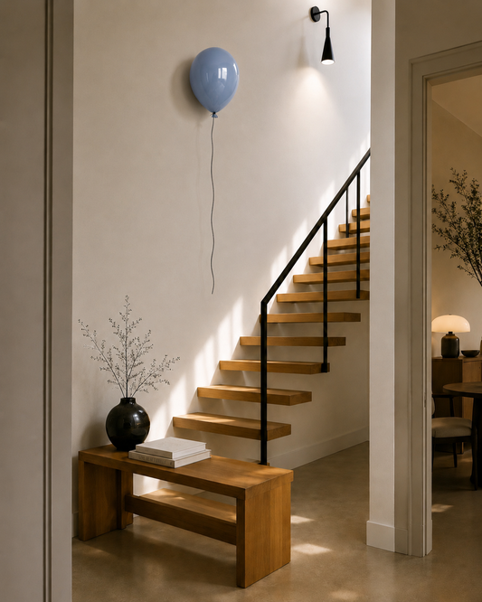 Sky Blue Glossy Ceramic Balloon Sculpture
