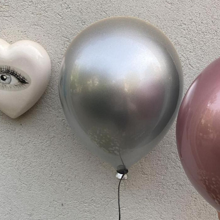 Silver Metallic Ceramic Balloon Sculpture