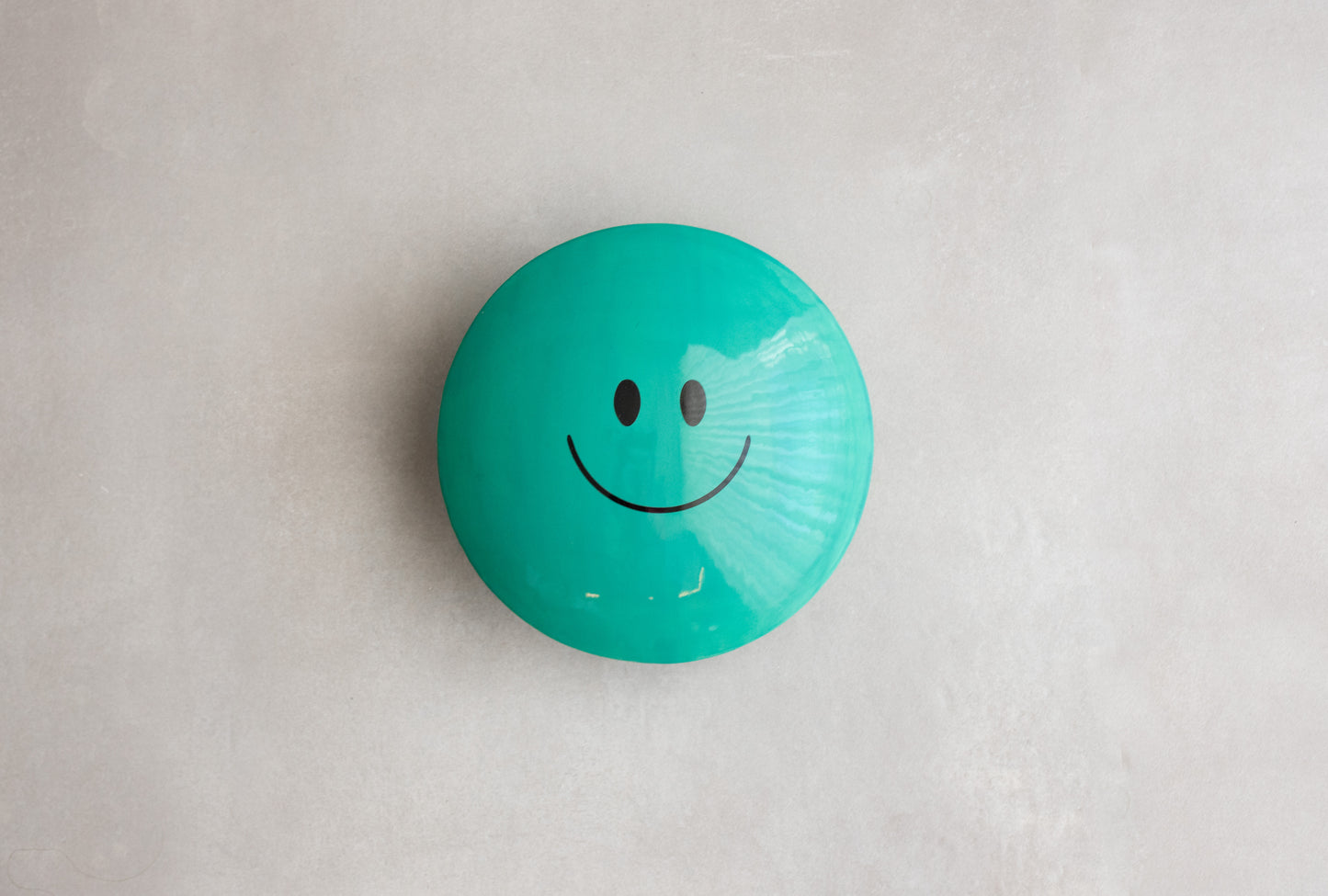 Teal Glossy Ceramic Smiley M&M