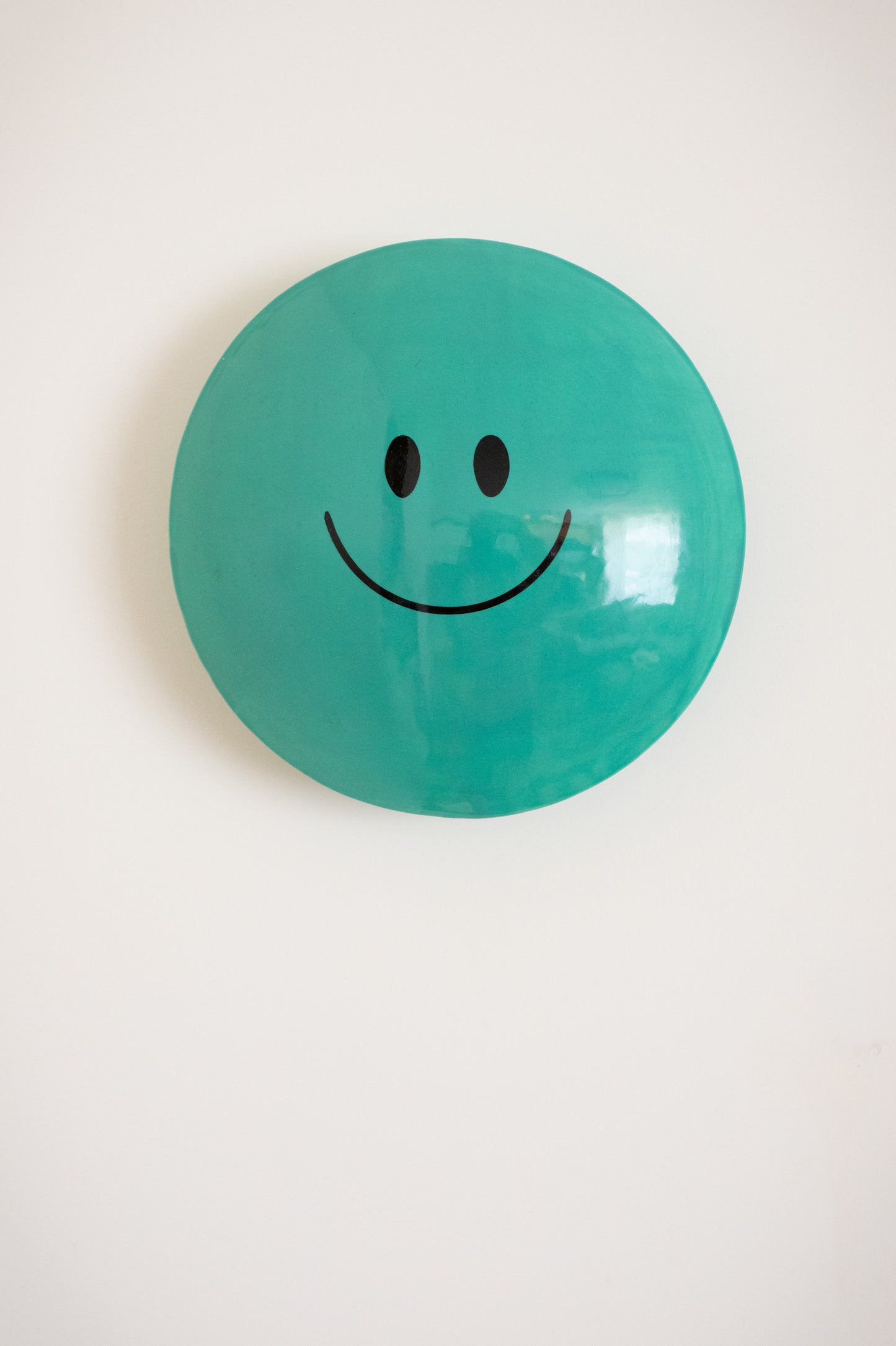 Teal Glossy Ceramic Smiley M&M