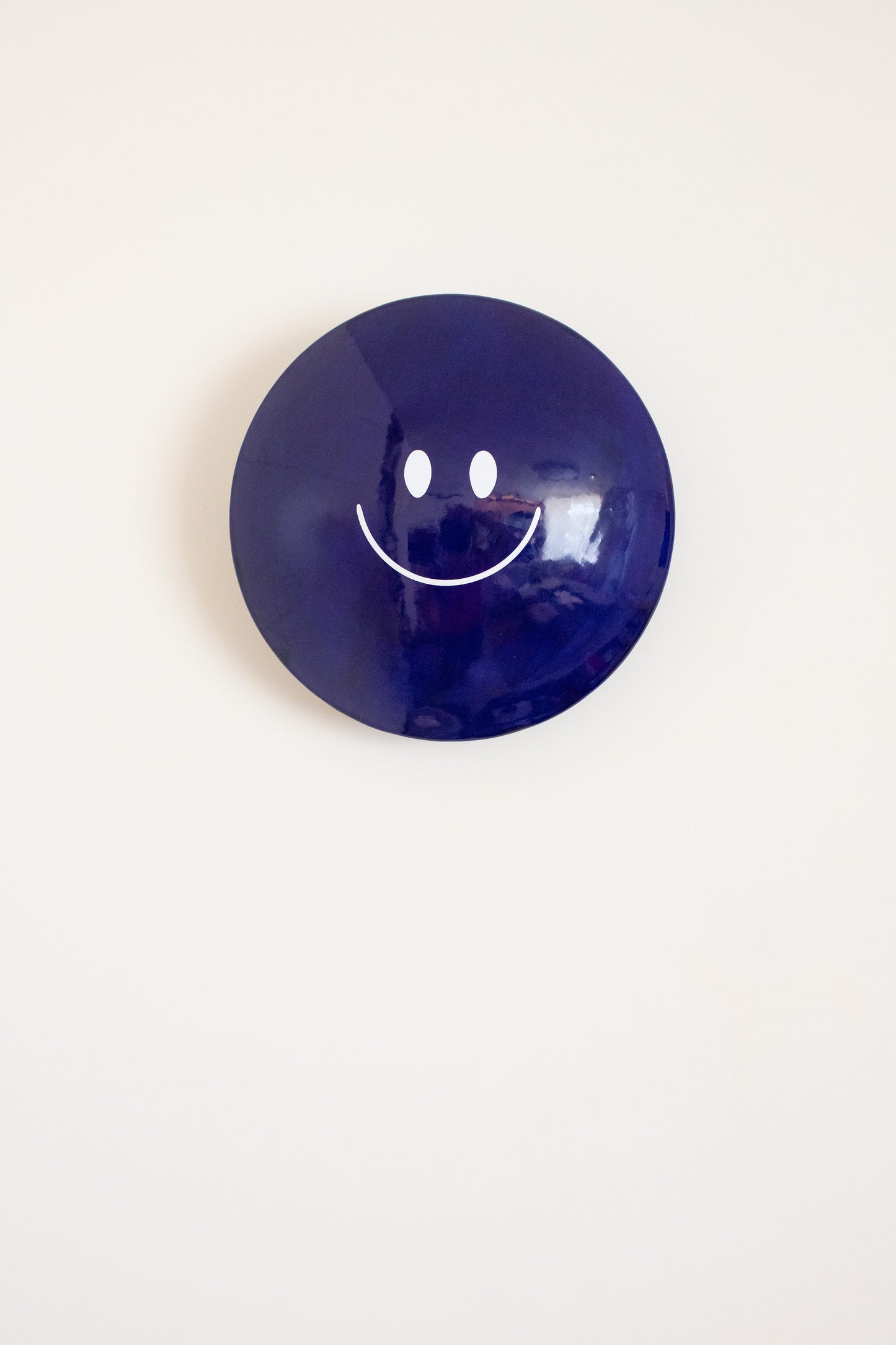 Navy Blue Glossy Ceramic Smiley M&M