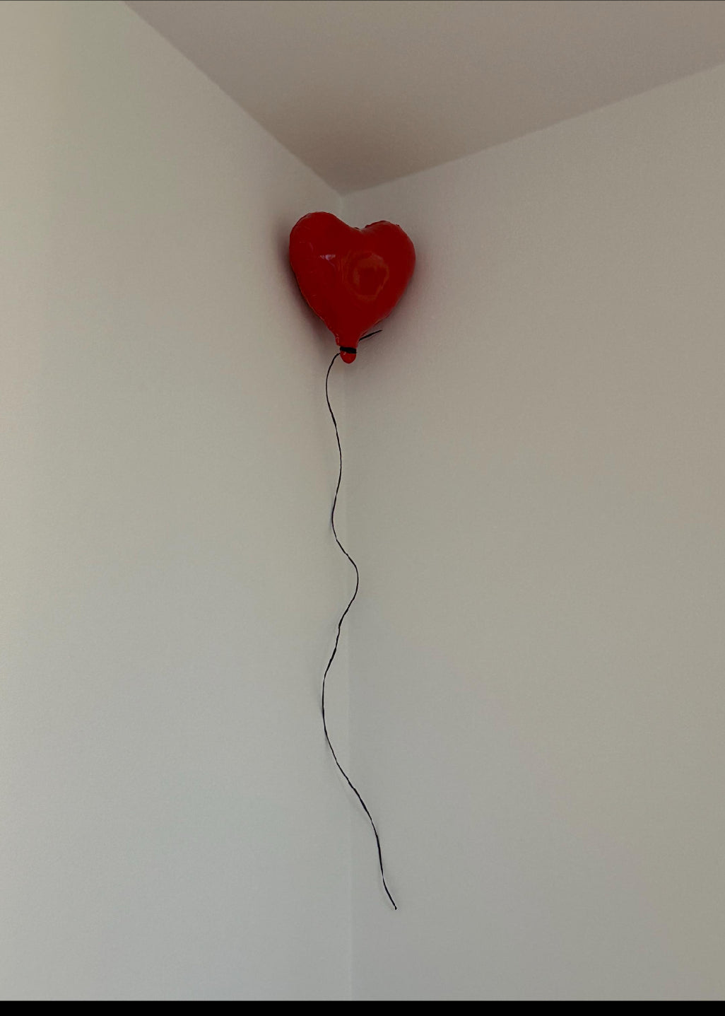 Lime Green Glossy Ceramic Heart Balloon Sculpture