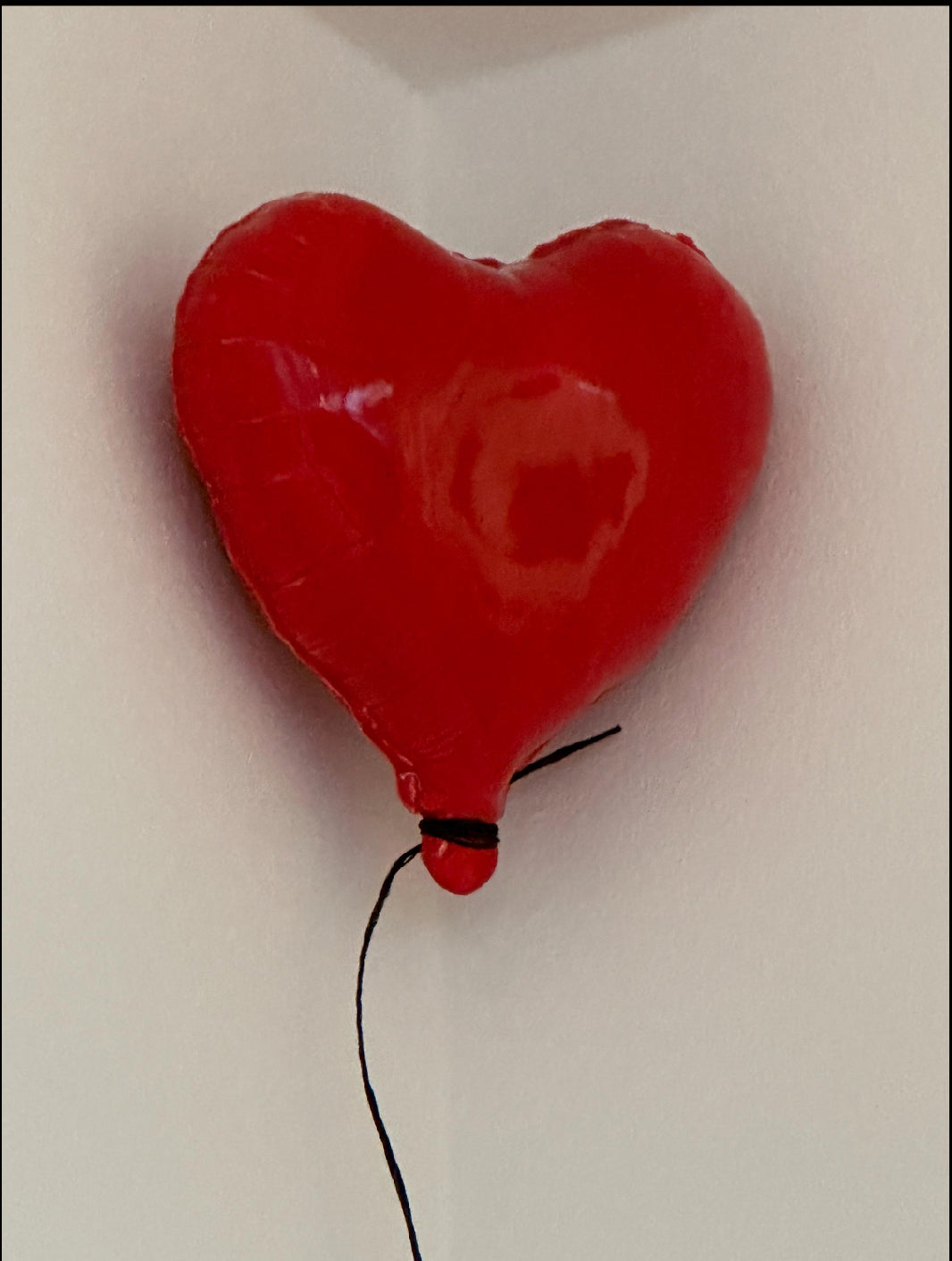 Light Blue Glossy Ceramic Heart Balloon Sculpture