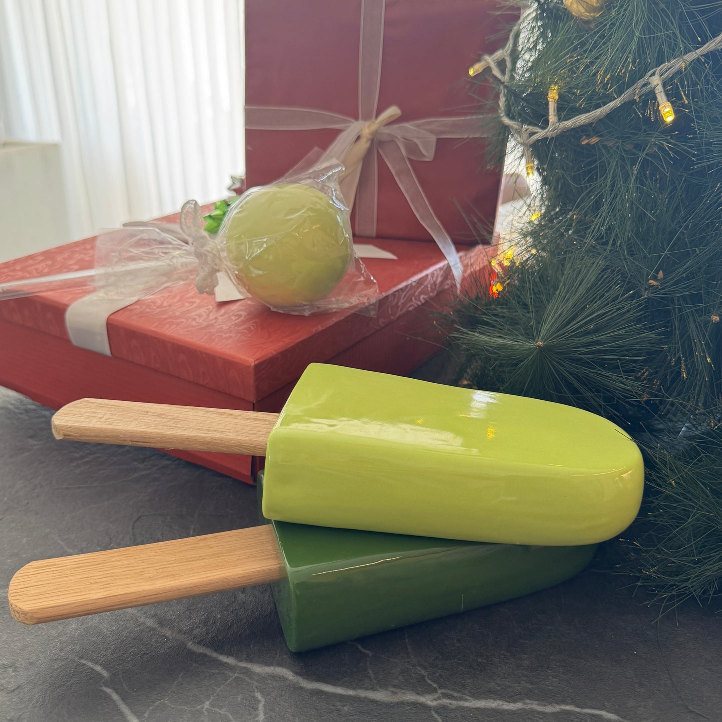 Forest Green Ceramic Popsicle Sculpture