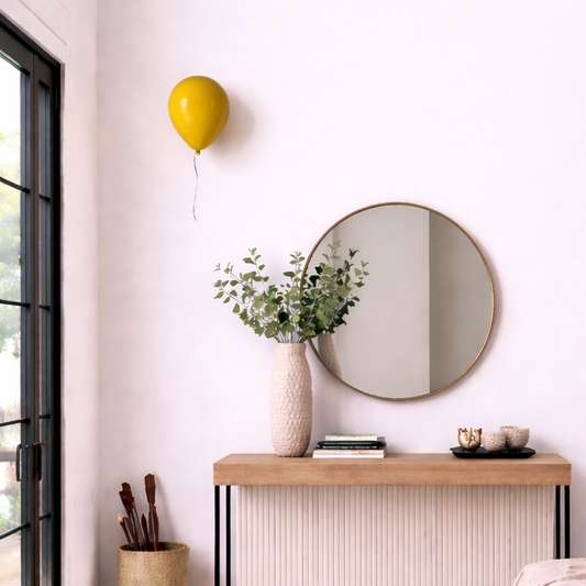 Yellow Glossy Ceramic Balloon Sculpture