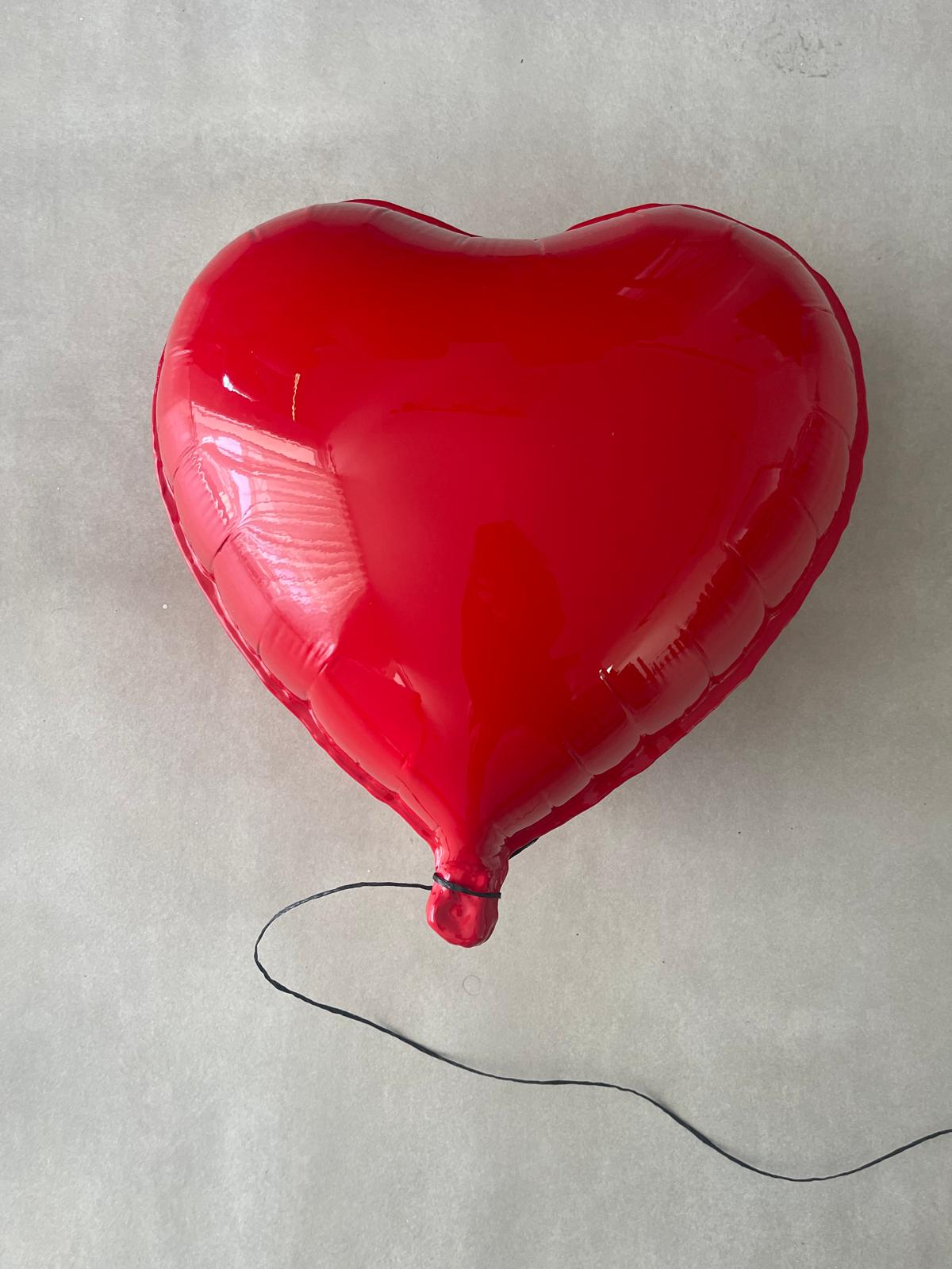 Red Glossy large Ceramic contemporary Heart Balloon Sculpture