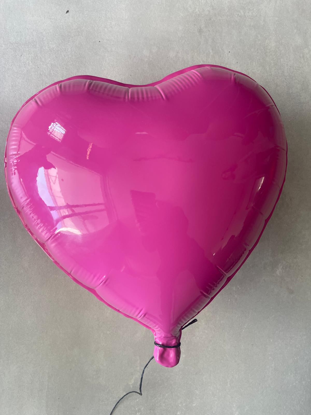 Magenta Glossy large Ceramic contemporary Heart Balloon Sculpture