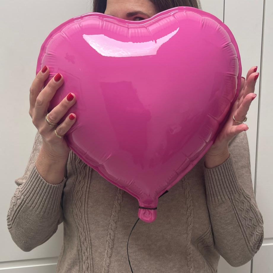 Magenta Glossy large Ceramic contemporary Heart Balloon Sculpture