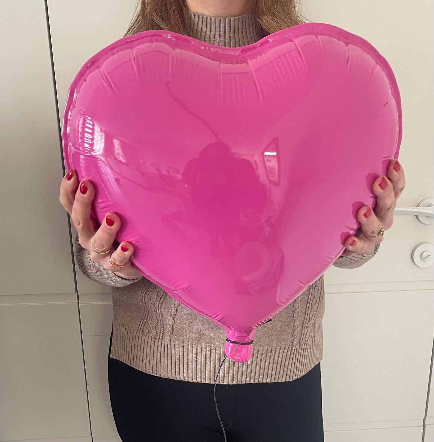 Magenta Glossy large Ceramic contemporary Heart Balloon Sculpture