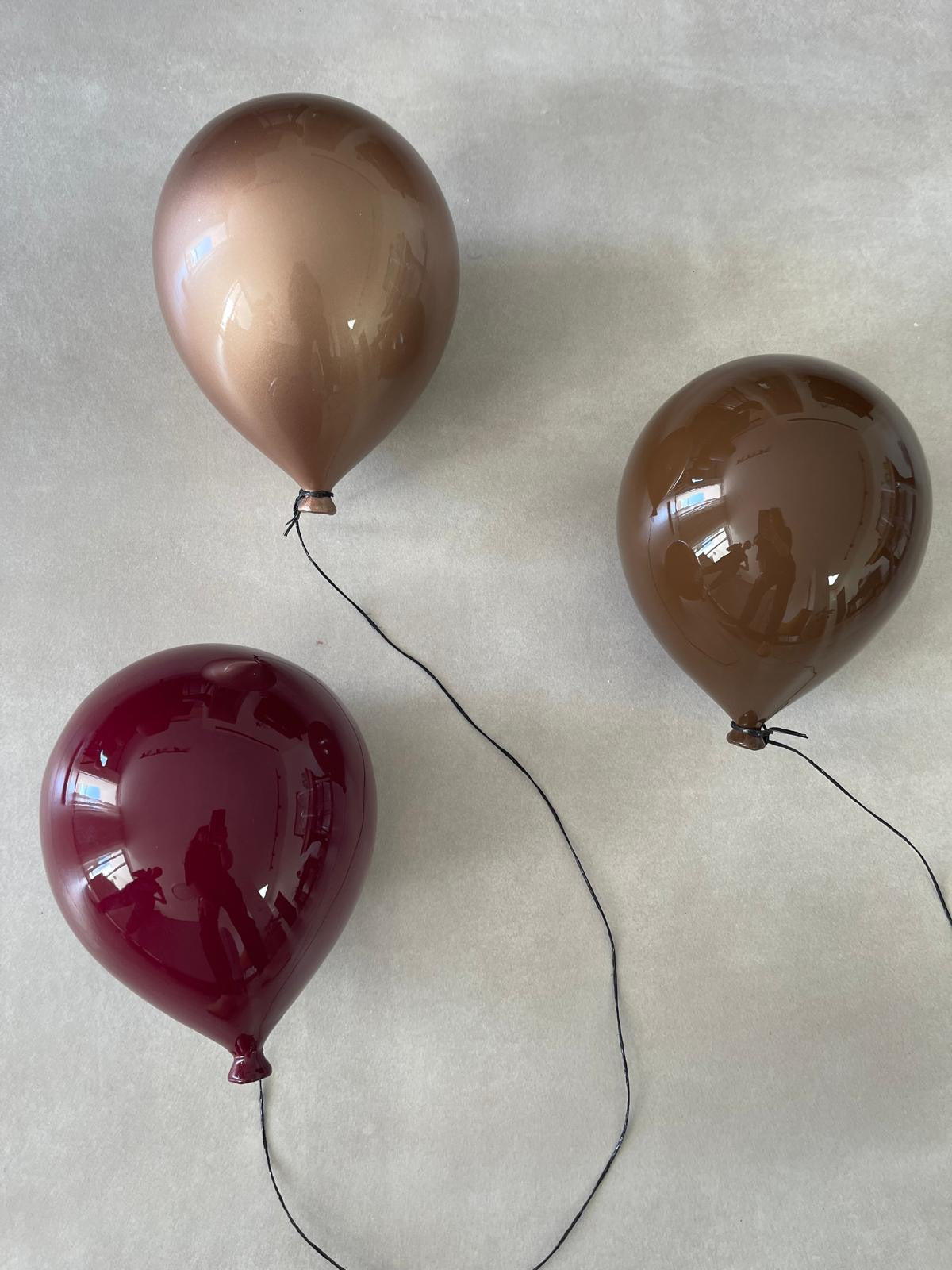 Set of 4 Balloon Sculptures - Merlot, Metallic Beige, Brown & Green