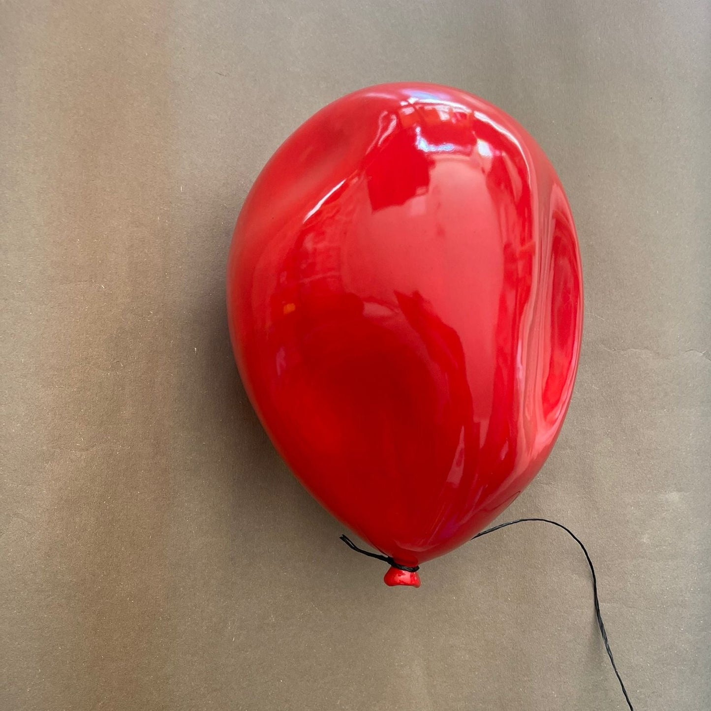 Red Glossy Deflated Ceramic Balloon Sculpture