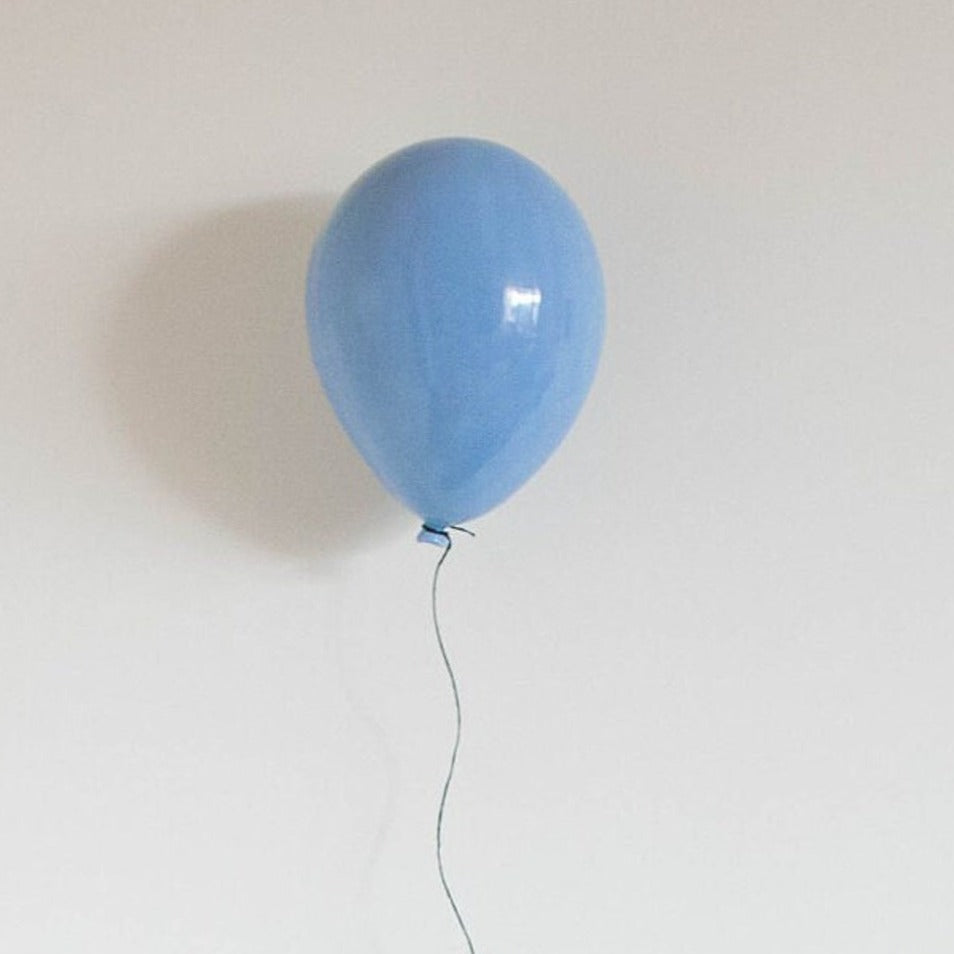 Sky Blue Glossy Ceramic Balloon Sculpture