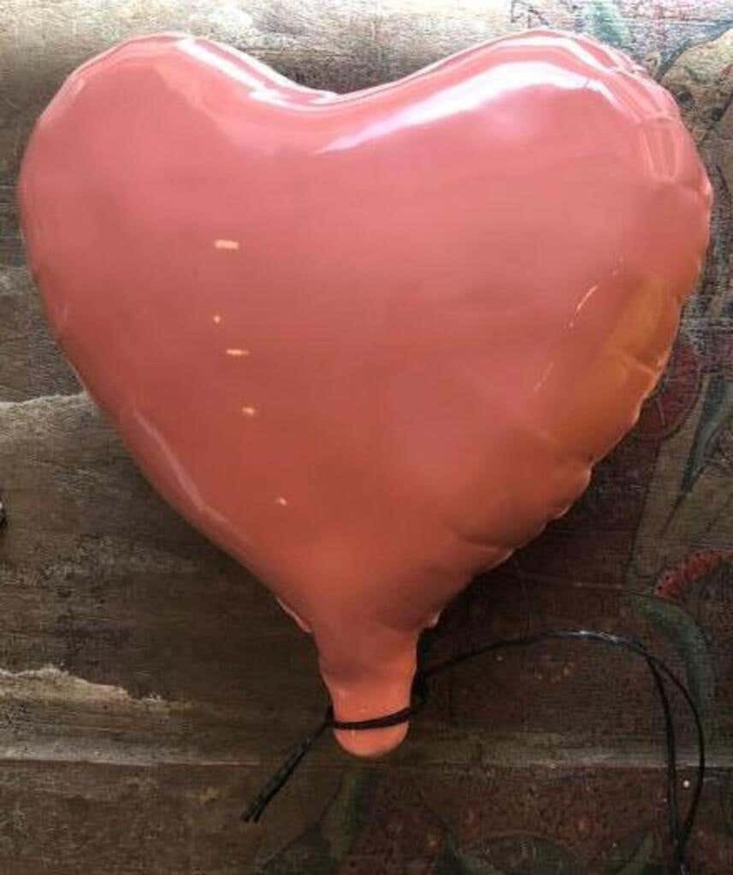 Pink Glossy Ceramic Heart Balloon Sculpture