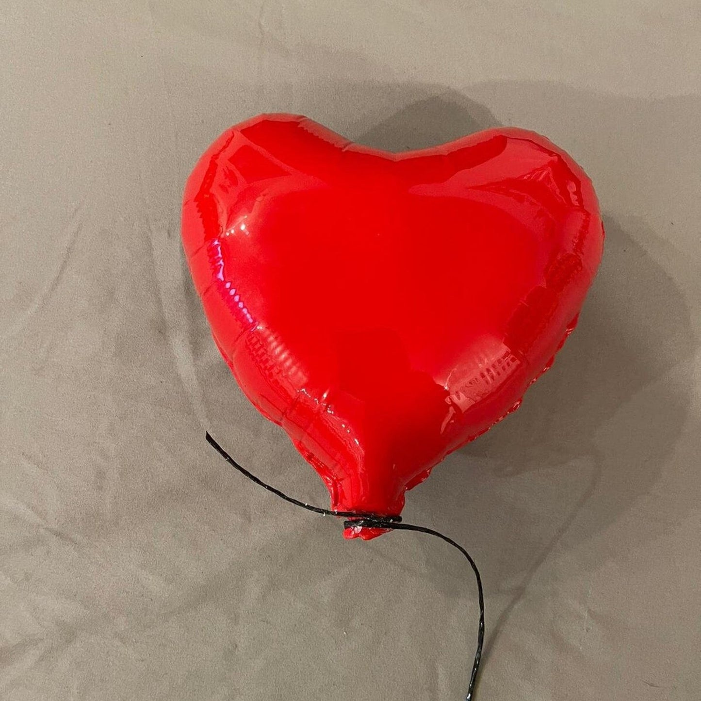 Red Glossy Ceramic Heart Balloon Sculpture