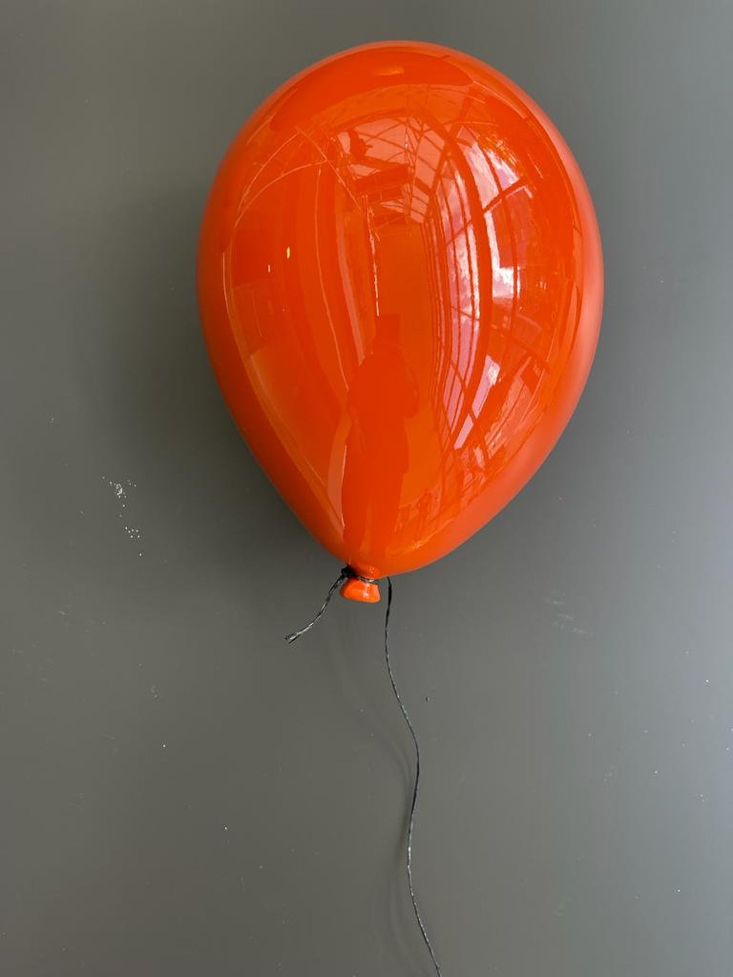 Orange Mirror-Like Finish Ceramic Balloon Sculpture