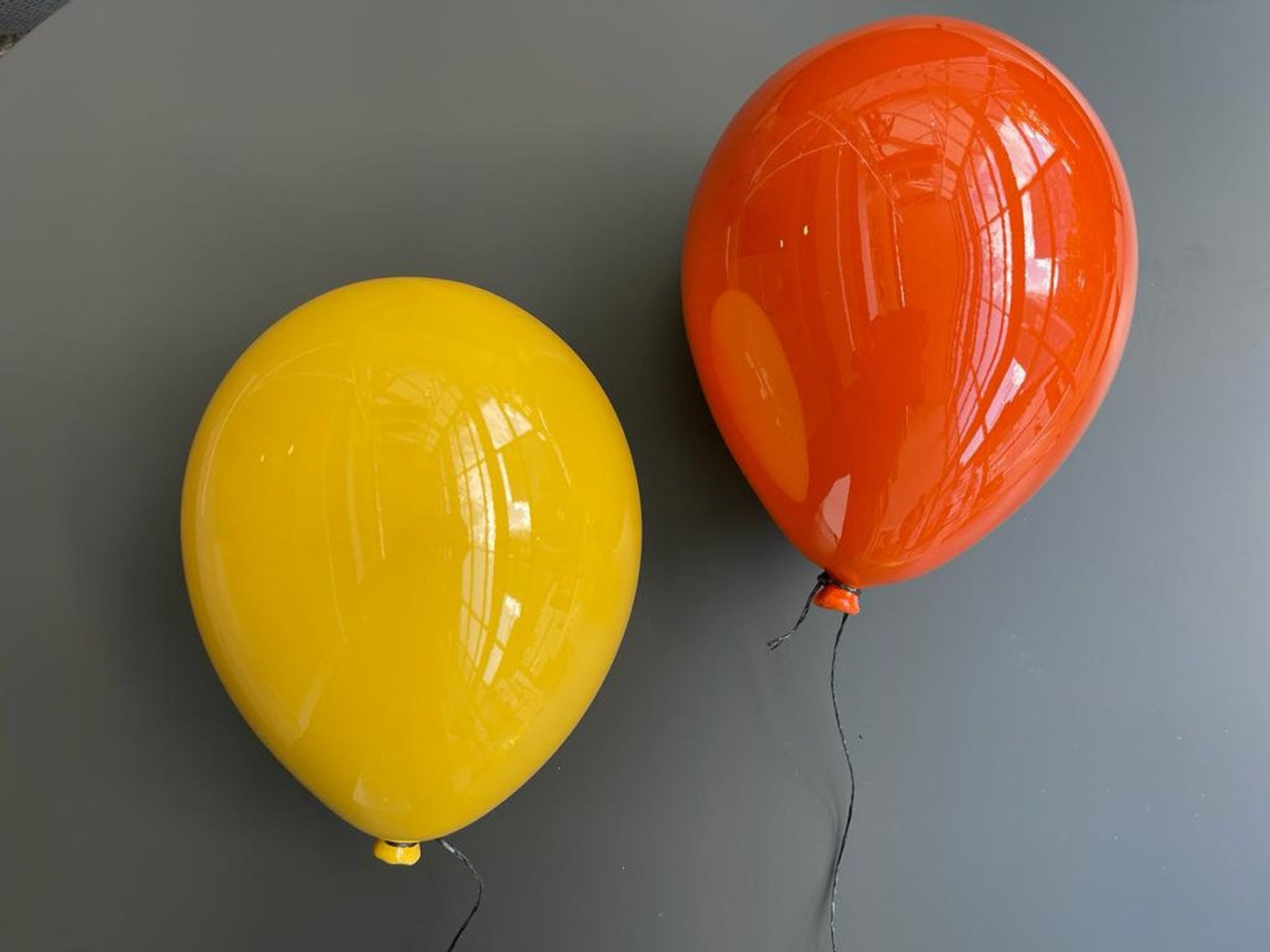 Orange Mirror-Like Finish Ceramic Balloon Sculpture