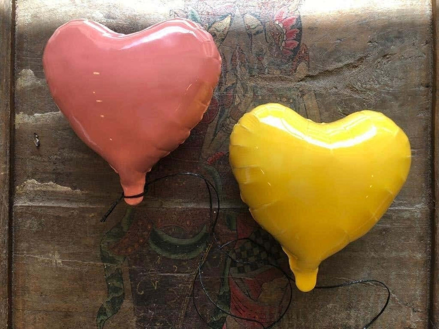 Pink Glossy Ceramic Heart Balloon Sculpture