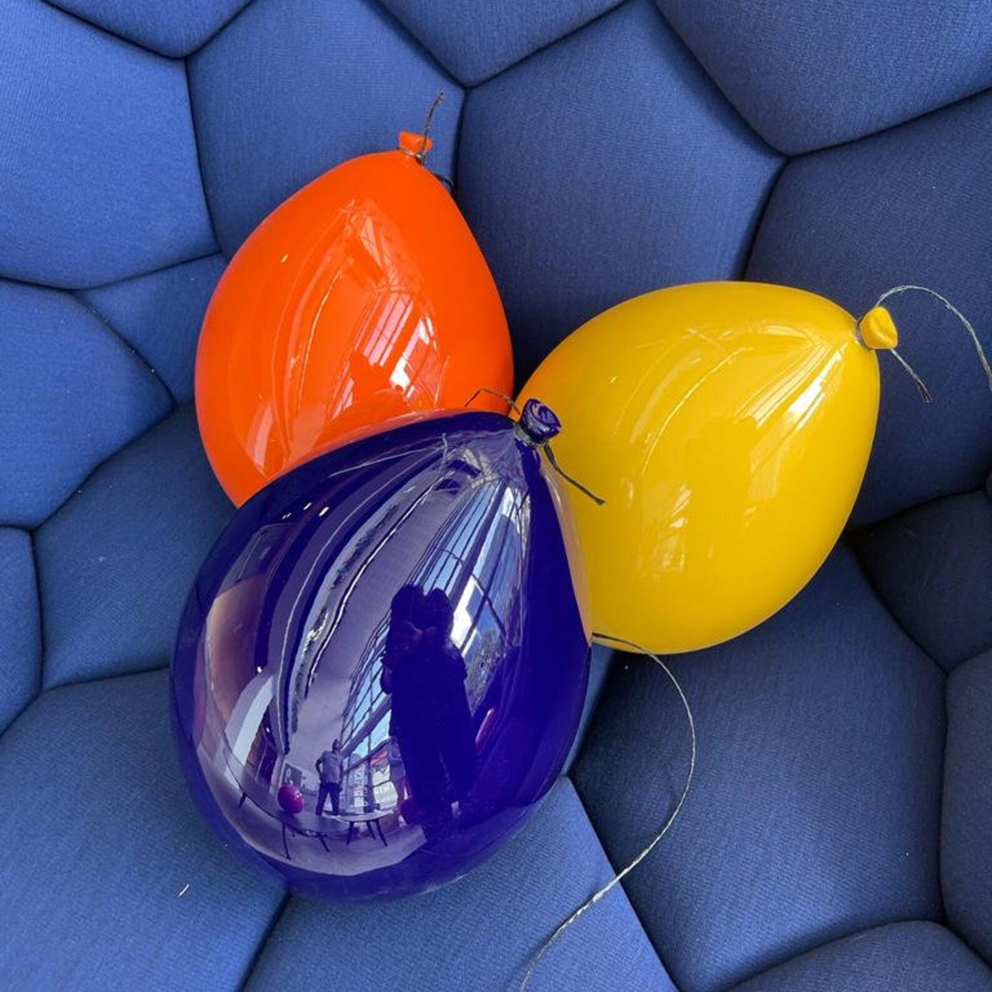 Yellow Glossy Ceramic Balloon Sculpture