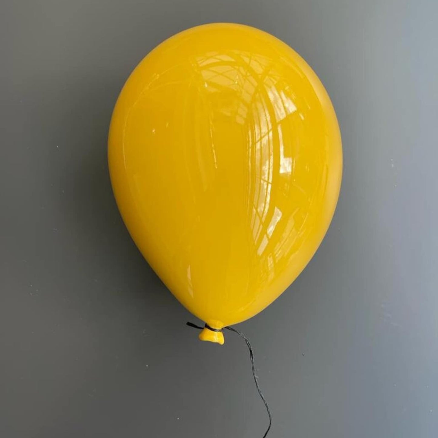 Yellow Glossy Ceramic Balloon Sculpture