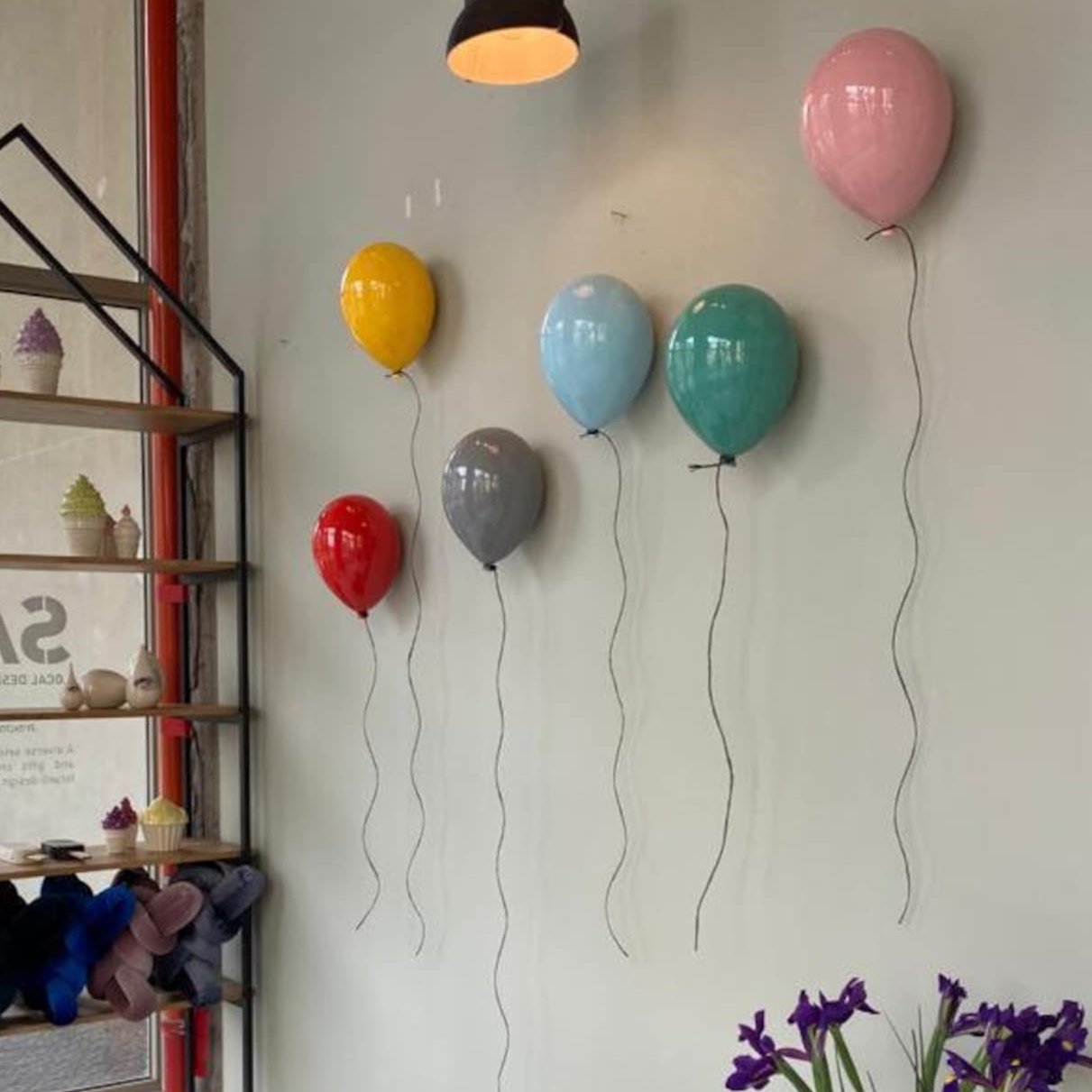 Lime Green Glossy Ceramic Balloon Sculpture