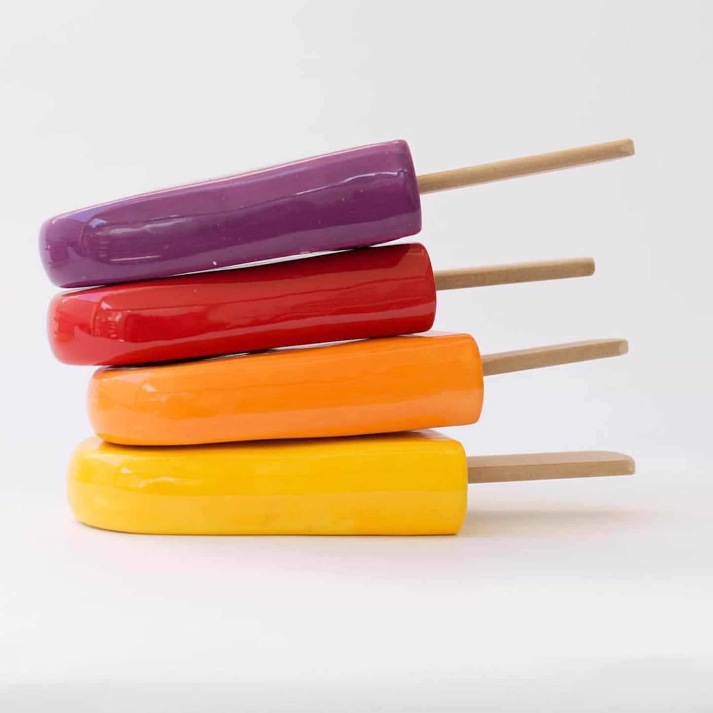 Set of 4 Ceramic Popsicle Sculptures