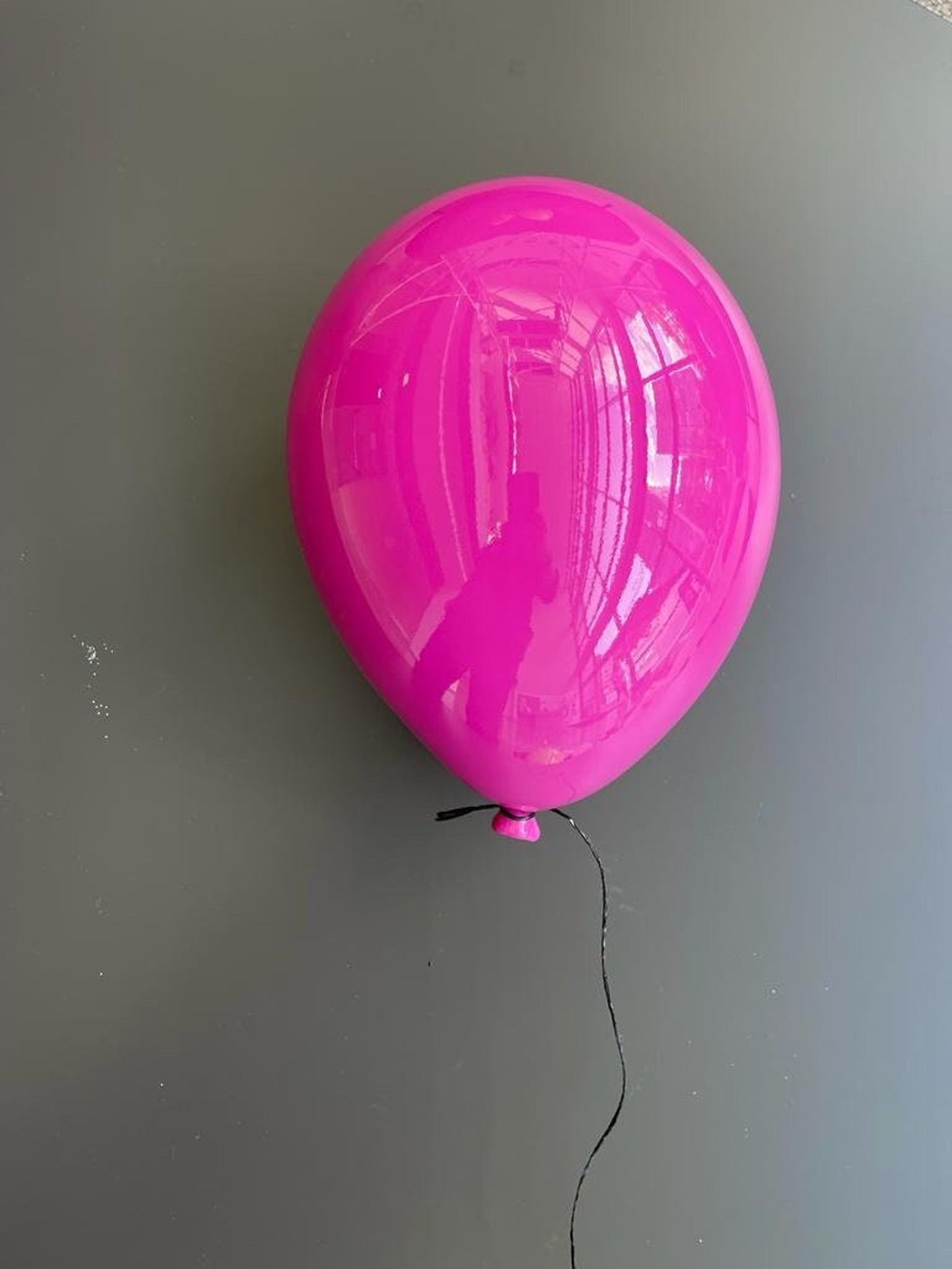 Set of 2 Mirror-Like Finish Magenta Balloon Sculptures