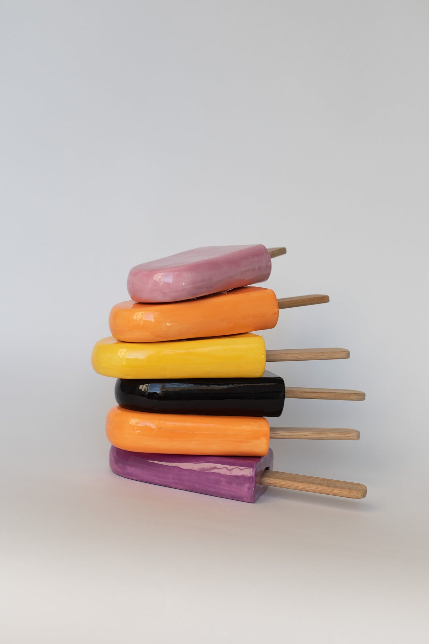 Set of 6 Small Ceramic Popsicle Sculptures