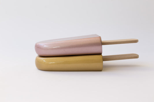 Set of 2 Metallic Ceramic Ice Pop Sculptures