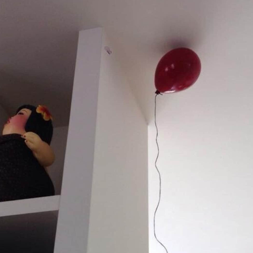 Red Glossy Ceramic Ceiling Balloon Sculpture