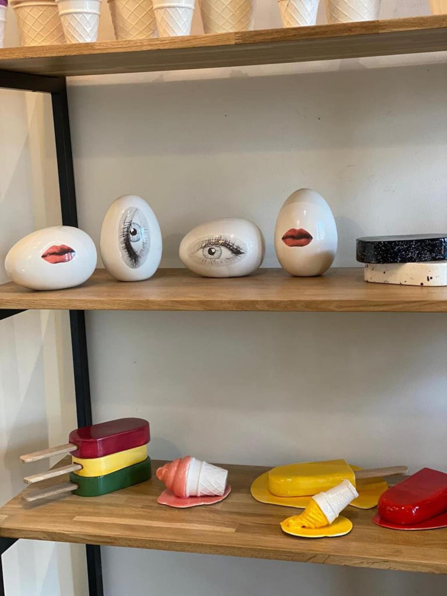 Ceramic Lips Egg Sculpture