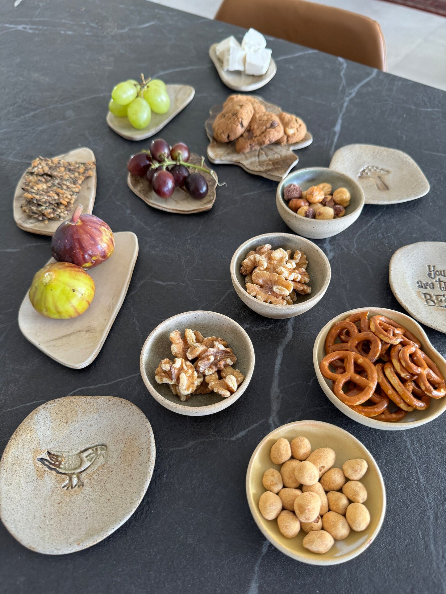 Set of 4 Serving Ceramic Blue and Green Plates