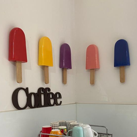 Set of 2 Metallic Ceramic Ice Pop Sculptures