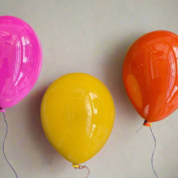 Yellow Glossy Ceramic Balloon Sculpture