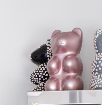 Metallic Pink Bear Sculpture