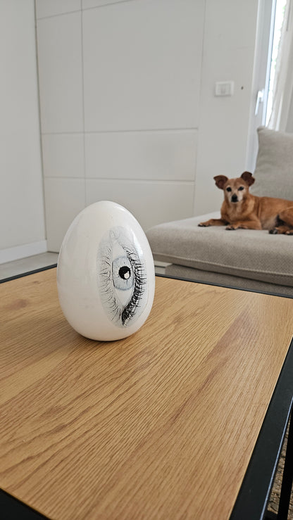 Ceramic Good Eye Egg Sculpture