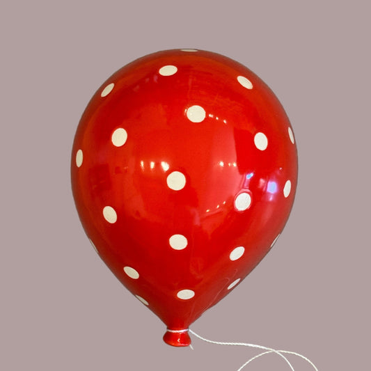 Red Polka Dot Ceramic Balloon Sculpture