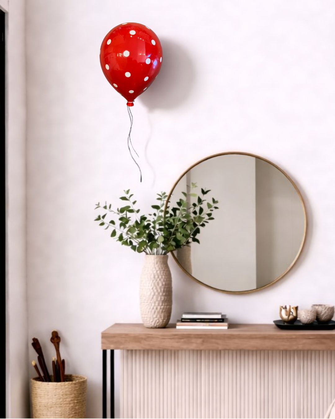 Red Polka Dot Ceramic Balloon Sculpture
