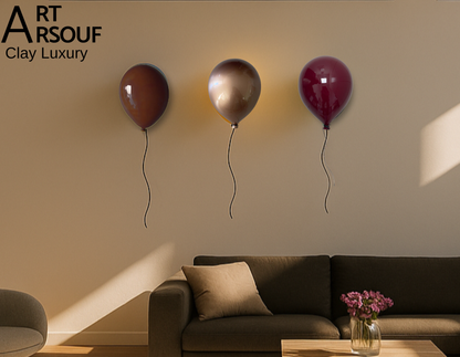 Set of 3 Balloon Sculptures - Merlot, Metallic Beige & Latte Brown