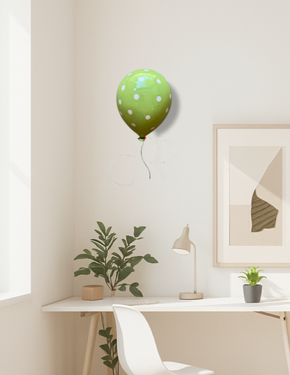 Green Polka Dot Glossy Ceramic Balloon Sculpture