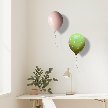 Green Polka Dot Glossy Ceramic Balloon Sculpture