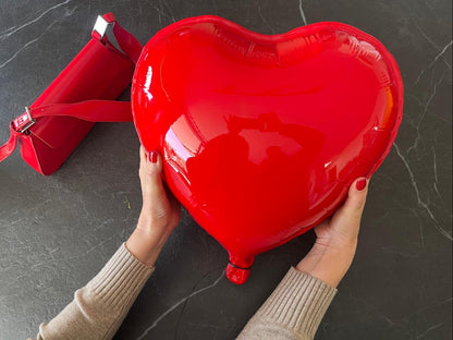 Red Grand Amor Glossy Ceramic Heart Balloon Sculpture