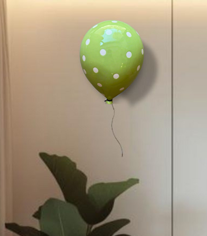 Green Polka Dot Glossy Ceramic Balloon Sculpture