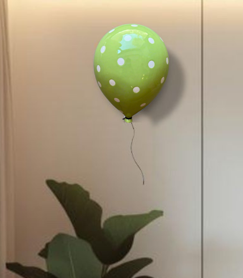 Green Polka Dot Glossy Ceramic Balloon Sculpture