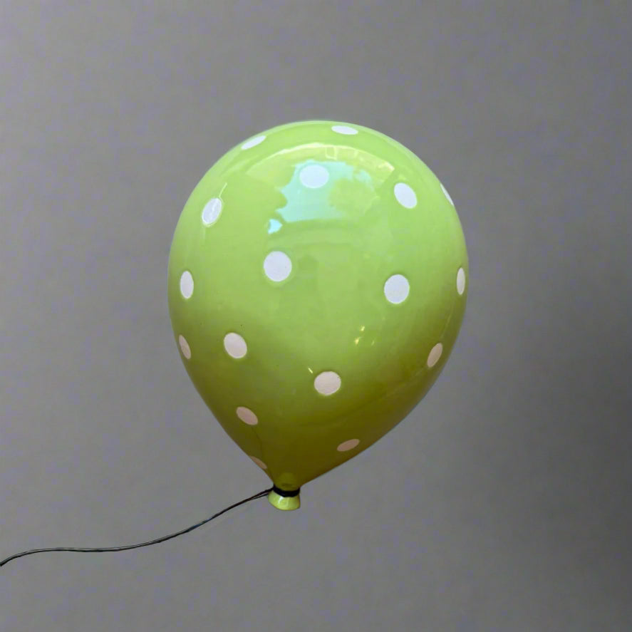 Green Polka Dot Glossy Ceramic Balloon Sculpture