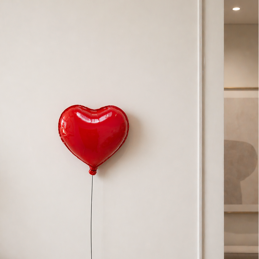 Red Glossy Large Ceramic Heart Balloon Sculpture