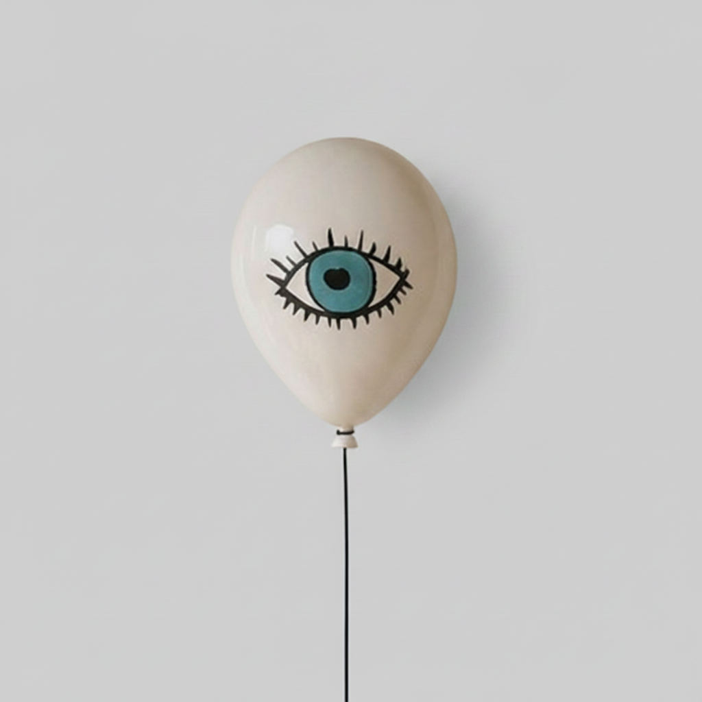 Evil Eye White Glossy Ceramic Balloon Wall Sculpture